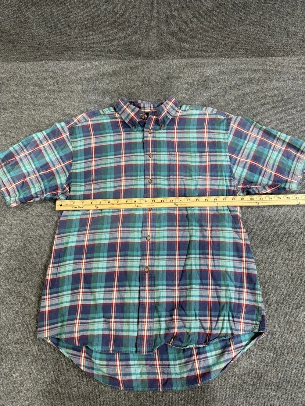 Vintage Duck Head Mens L Plaid Short Sleeve Button Down Shirt Cotton Preppy 90s